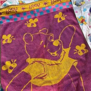 Vintage 1990s Winnie the Pooh Purple Bath Towel Disney Store